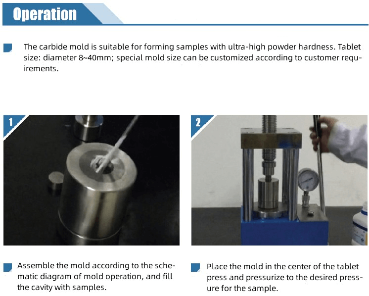 Molde de prensa de carburo de laboratorio